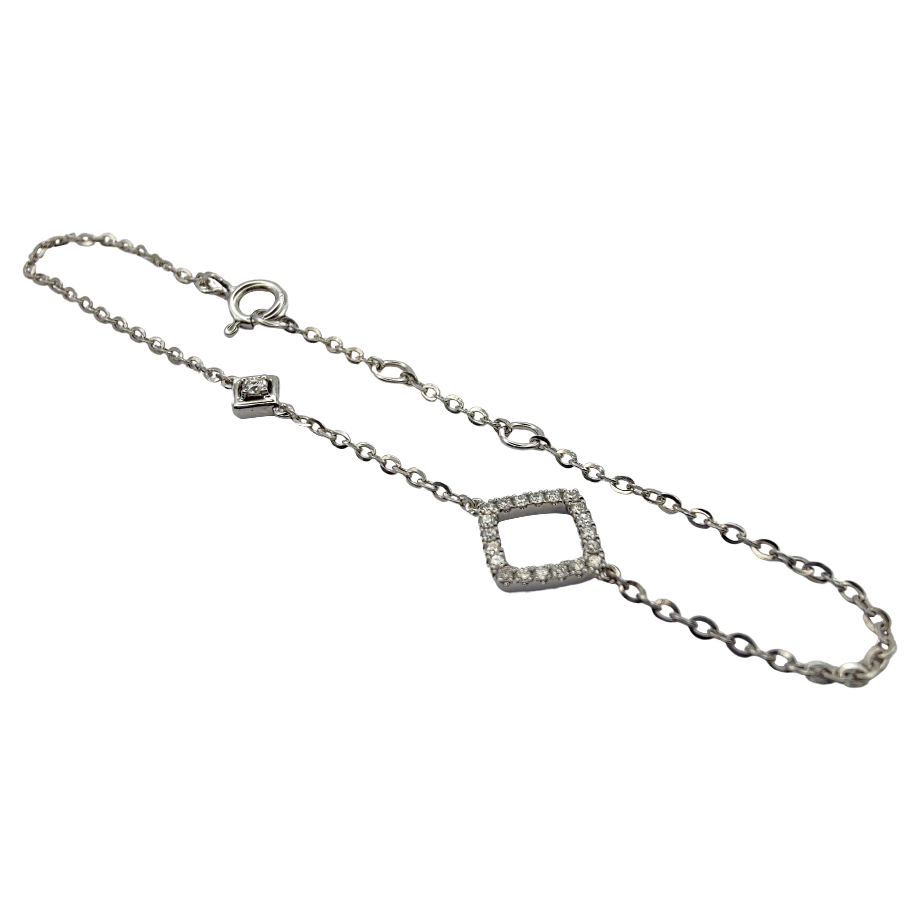 Double Square Diamond Bracelet in 18K White Gold For Sale