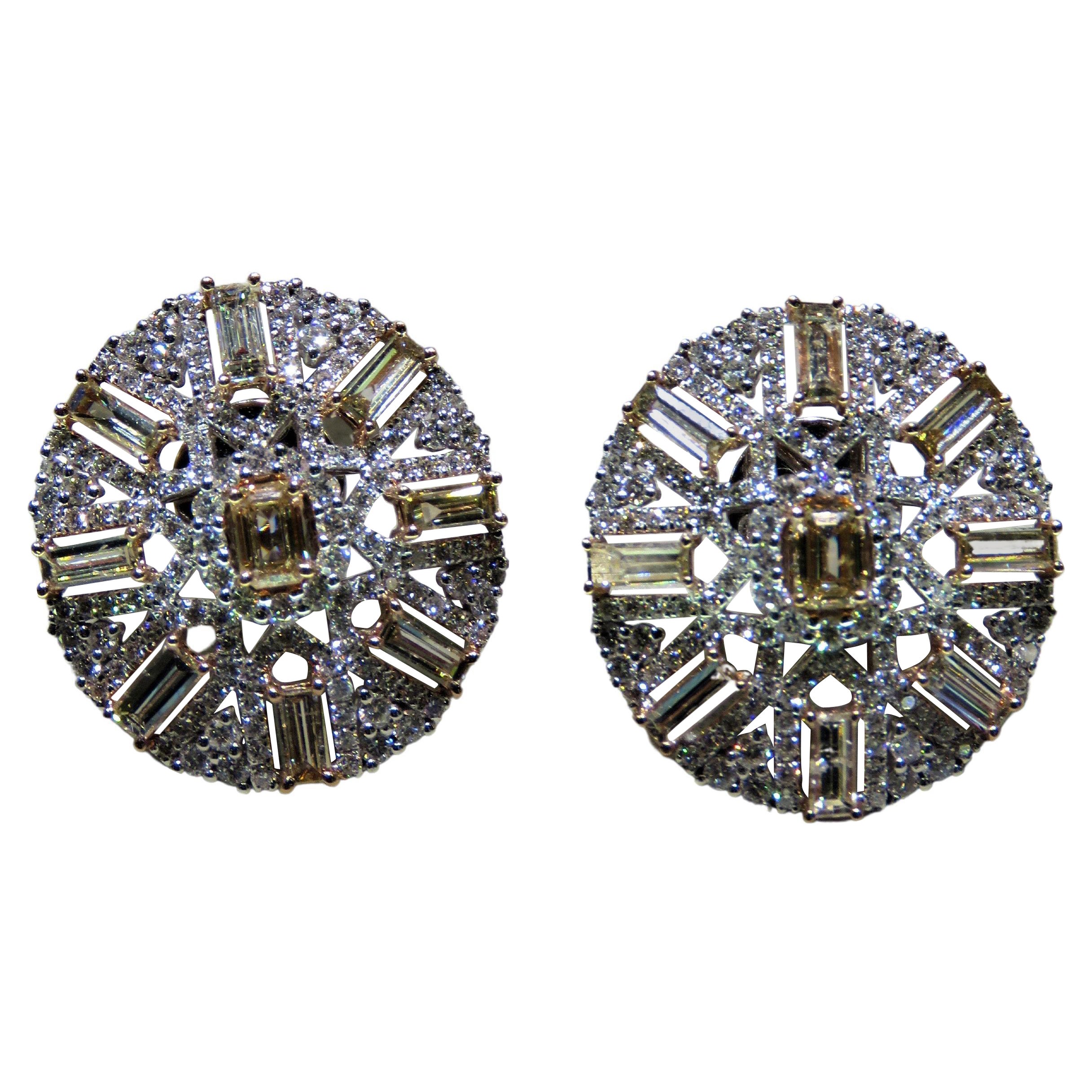 NWT $24, 000 Rare 18KT Gold Fancy Cognac Diamond and White Diamond Earrings