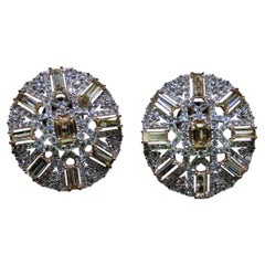 NWT 24 000 $ Rare boucles d'oreilles en or 18KT avec diamant cognac fantaisie et diamant blanc