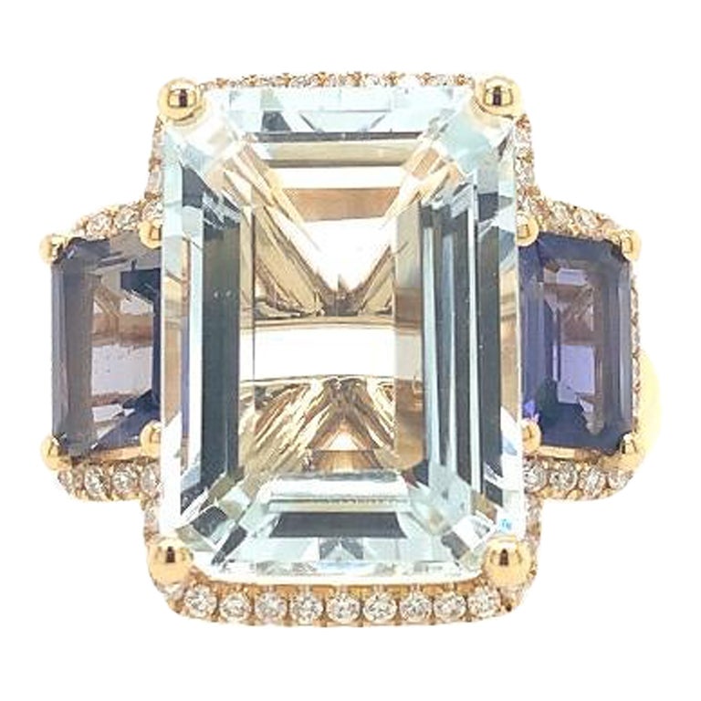 Lucea New York Aquamarine, Iolite and Diamond Ring For Sale
