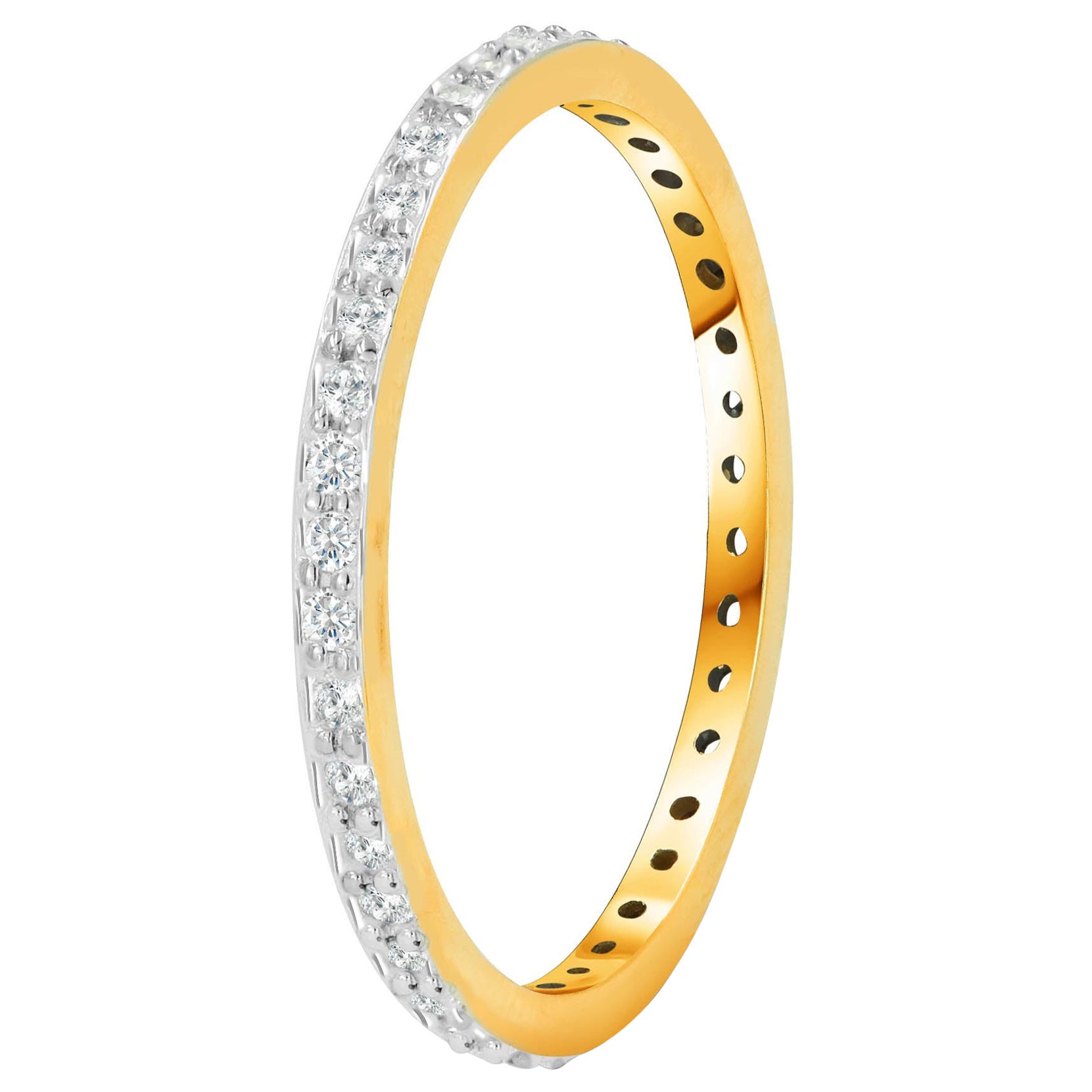 Bague de mariage en or 14k avec diamant Micro Pave Full Eternity Band Bague en diamant