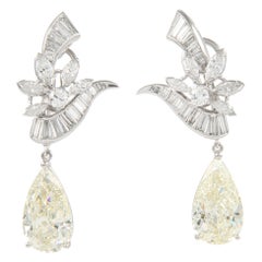 Vintage GIA Certified 10.23ct Pear Diamond Drop Earrings 18k White Gold