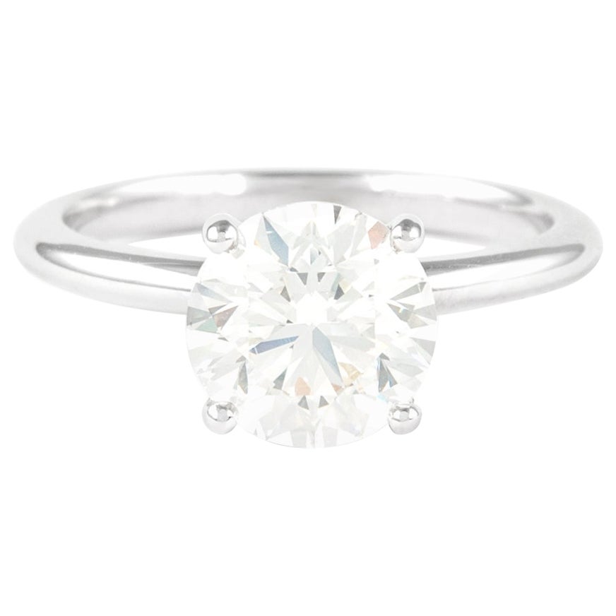 Alexander GIA 2.00 Carat Round Brilliant Diamond Solitaire Ring 18K White Gold For Sale