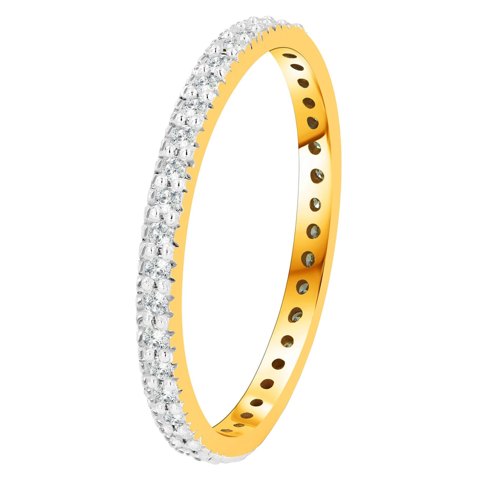 For Sale:  18k Gold Full Eternity Diamond Ring Wedding Band Valentines Gift for Her