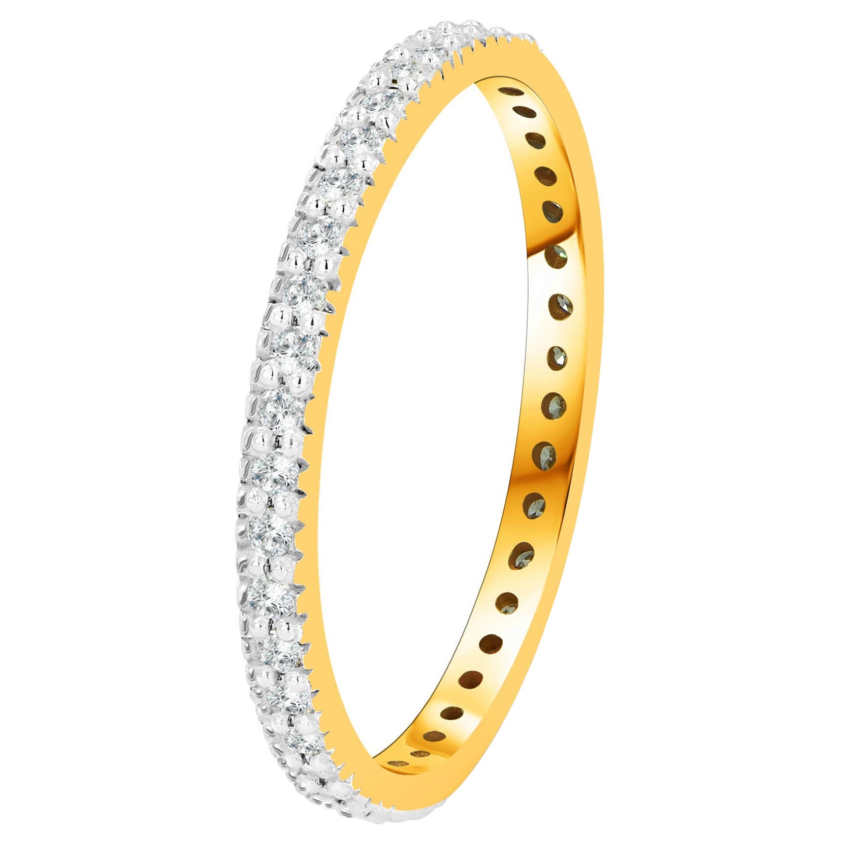For Sale:  14K Gold Full Eternity Diamond Ring Wedding Band Valentines Gift for Her