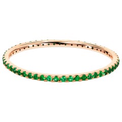 Bague d'éternité 18 carats avec émeraude naturelle, bague d'éternité empilable de tous les jours