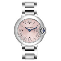 Cartier Ballon Bleu Pink Dial Steel Ladies Watch W6920038 Box Papers