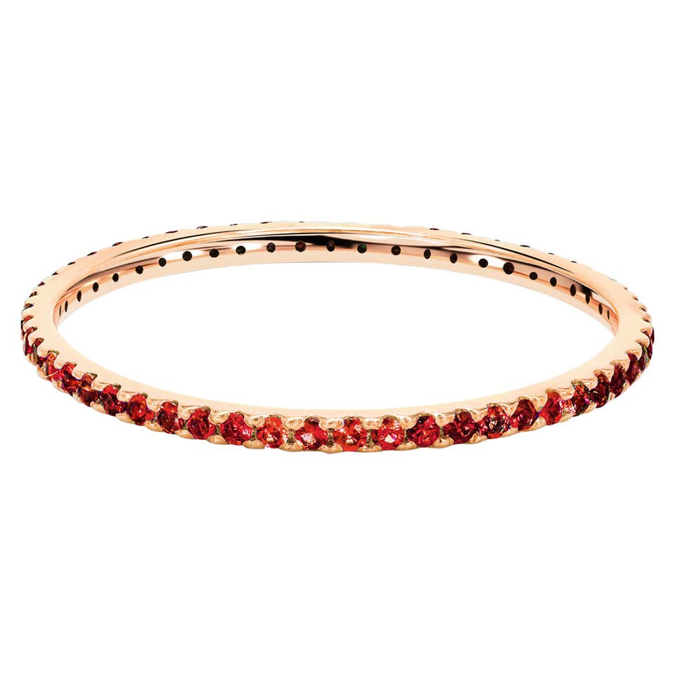Pair of 18k Gold Channel GIA Vivid Red Burma Ruby Eternity Stack Band ...