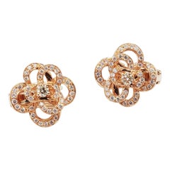 Petite Floral Silhouette Diamond Clip-On Earrings in 18 Karat Rose Gold