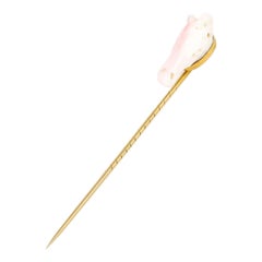 Anstecknadel mit Muschel-Pferdkopf aus 9 Karat Gold im edwardianischen Stil, um 1910