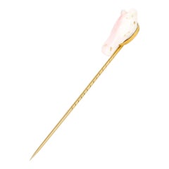 Antique Edwardian 9k Gold Conch Shell Horse Head Stick Pin, Circa 1910