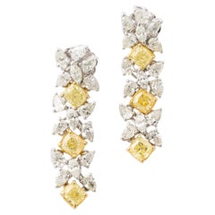 Yellow and White Diamond Earrings 