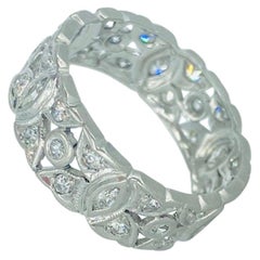 Antique Art Deco 1.10 Total Carat Weight Diamonds Eternity Ring Platinum 950