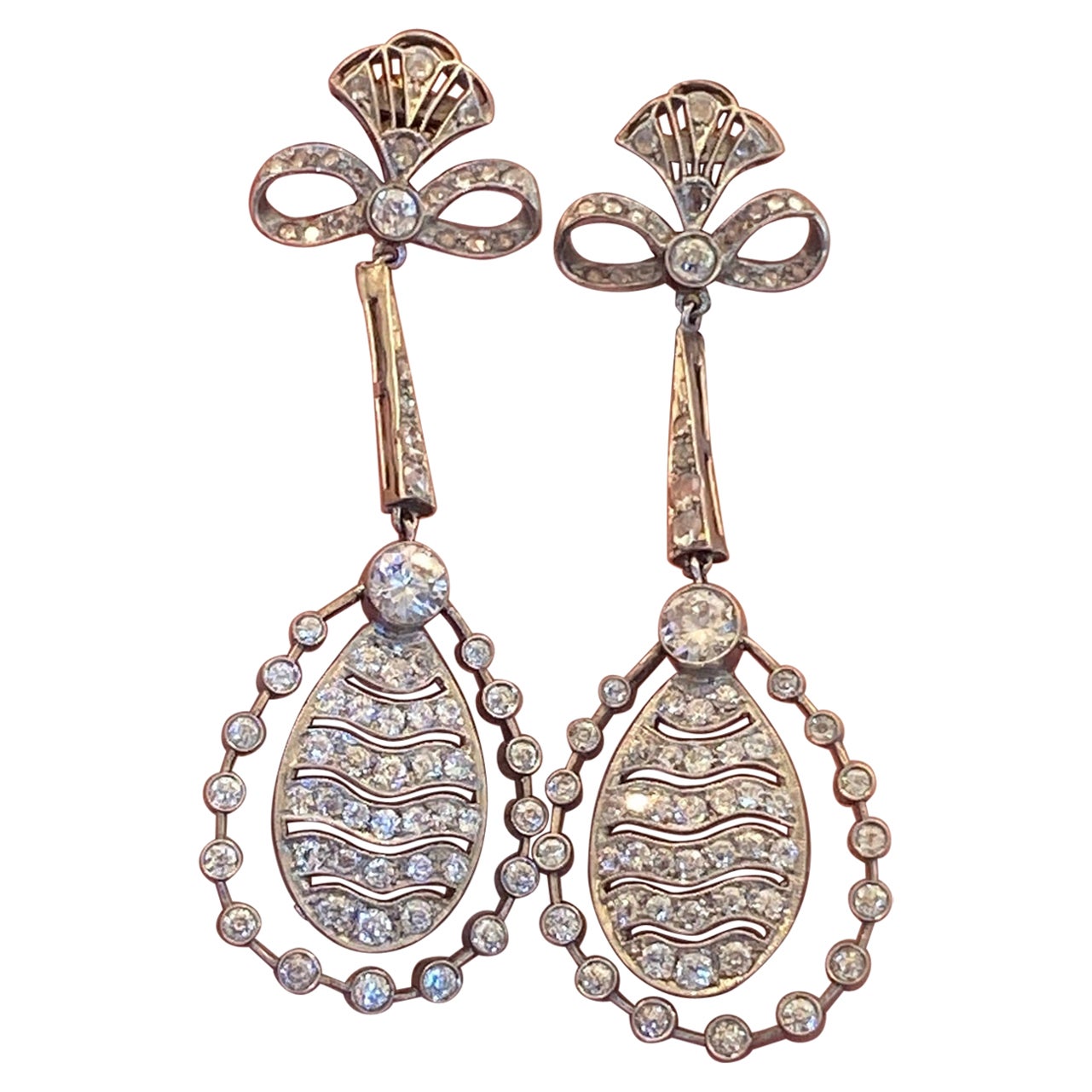 Chandelier-Diamant-Ohrringe im Art déco-Stil im Angebot