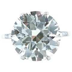 Art Deco French GIA 7.02 Carats Round Brilliant Cut Diamond Platinum Ring