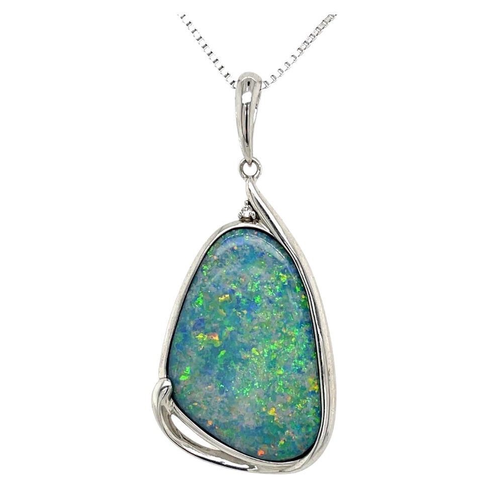Australian Premium Quality Opal Pendant Set in Sterling Silver For Sale