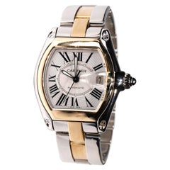 Cartier Two-Tone 18 Karat Gold and Stainless Roadster Large Size Mens Watch 2510