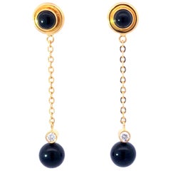 Tiffany & Co. Diamond & Black Onyx Dangle Earrings in 18k Yellow Gold