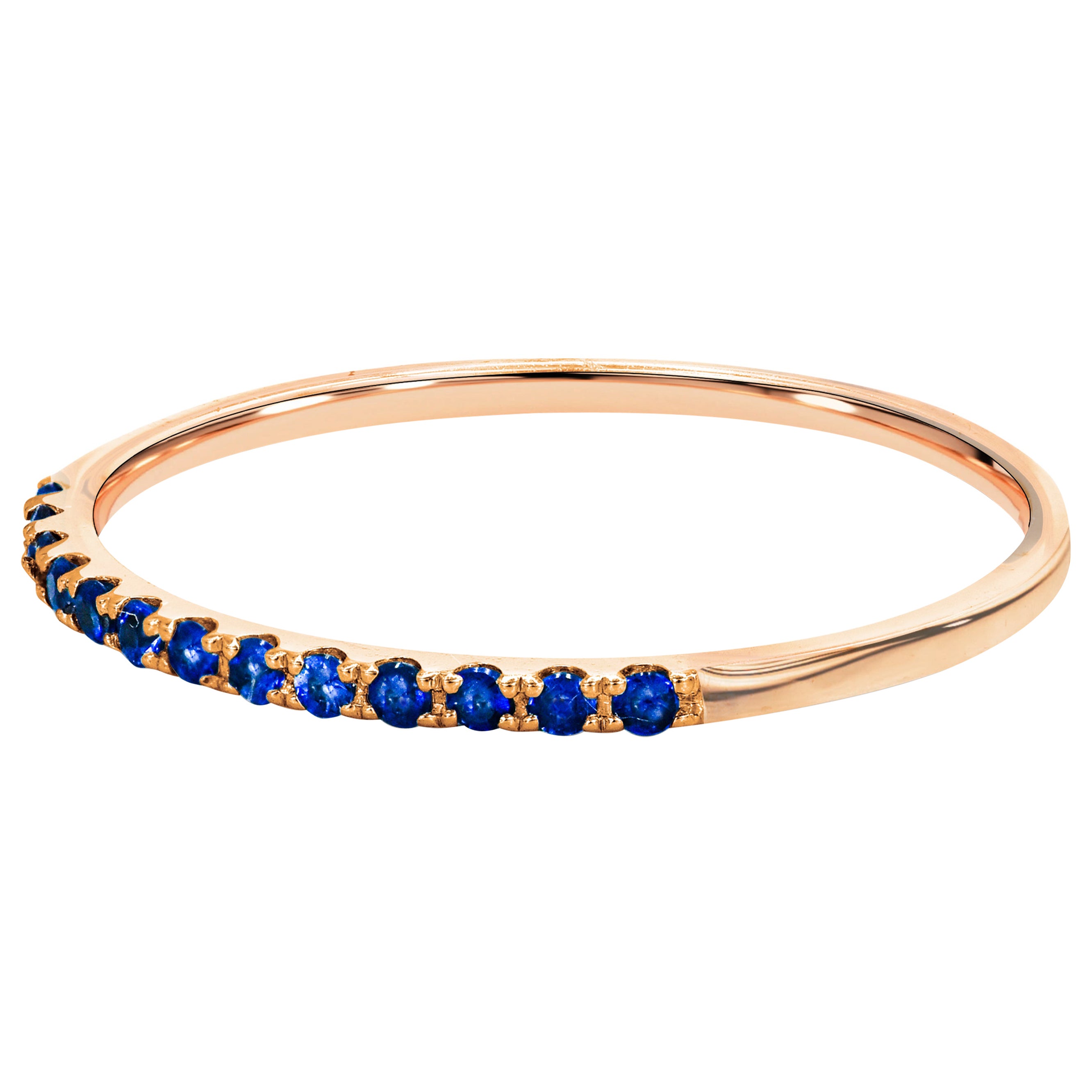 For Sale:  14k Gold 0.11 Carat Sapphire Half Eternity Ring