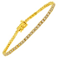 14K Yellow Gold 4.00 Carat Round-Cut Prong Set Diamond Classic Tennis Bracelet
