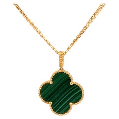 Van Cleef & Arpels Magic Alhambra Malachite Yellow Gold Pendant Long Necklace