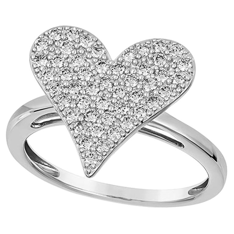 For Sale:  0.75 Carat Natural Diamond Heart Ring Band G SI 14K White Gold