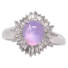 Platinum Gold Natural Pink Star Sapphire Ring with Diamonds