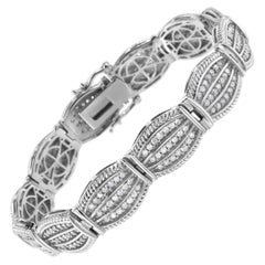 Bracelet à maillons de style Art-Déco en argent sterling avec diamants de 3,0 carats