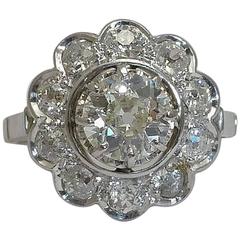 Antique French Art Deco 1.52 Carat Diamond Platinum Engagement Ring