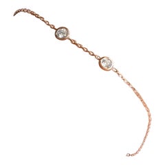 Pulsera Bisel Diamante Oro 18k Pulsera Dúo Diamantes