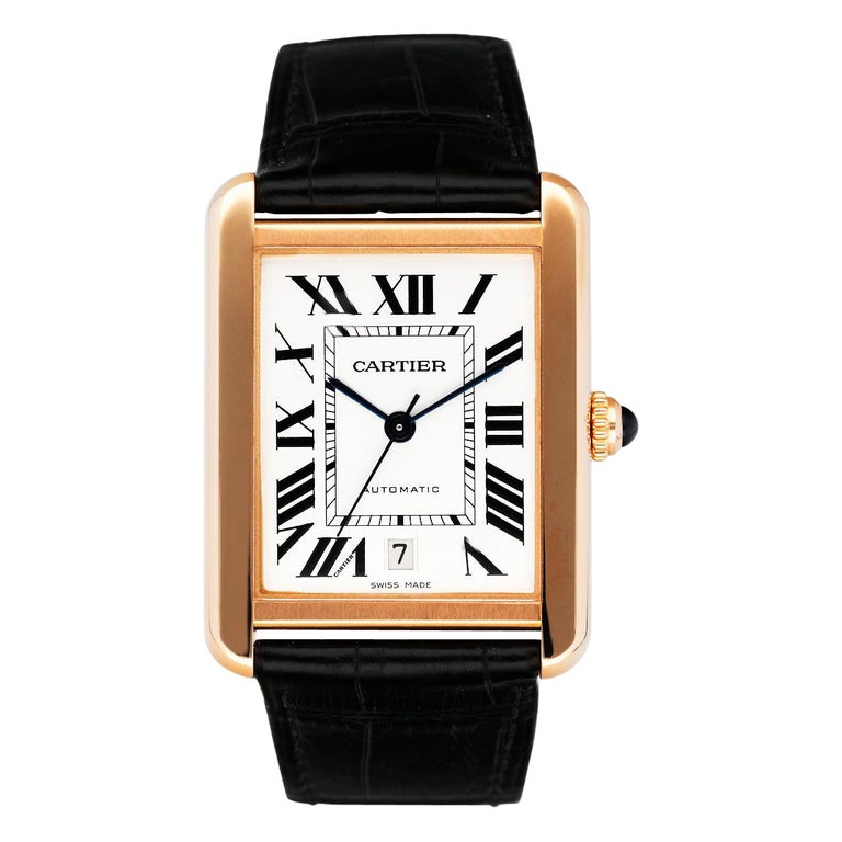 Cartier Tank Solo XL W5200026 18K Rose Gold Mens Watch For Sale at 1stDibs
