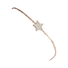 18k Gold Star of David Diamond Bracelet Tiny Star Charm Bracelet