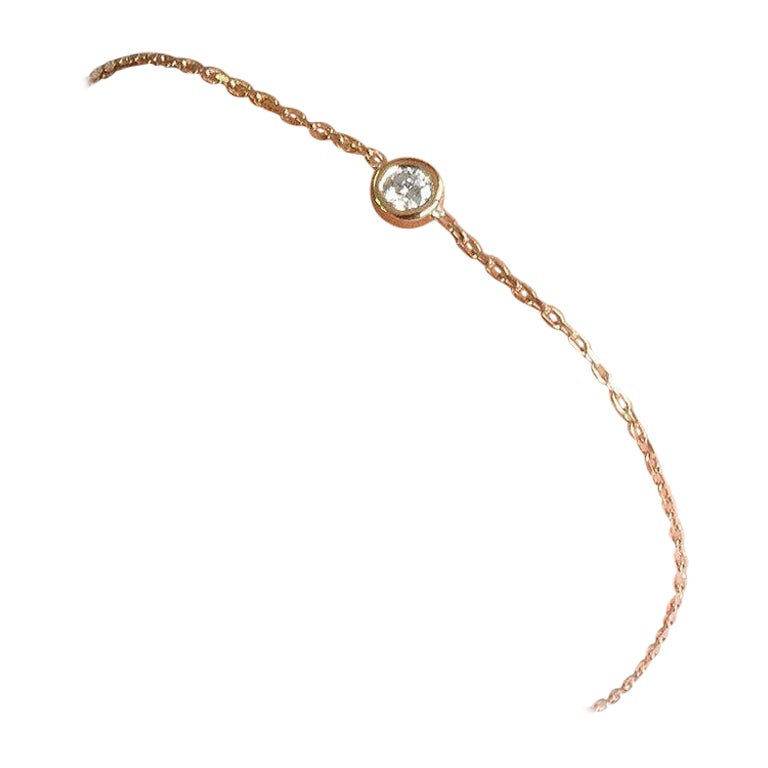 Bracelet en or 18 carats avec diamants ronds de 2,8 mm de taille brillant