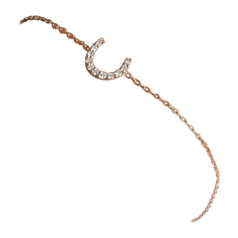 Pulsera herradura de diamantes de oro de 18k Pulsera de cadena delicada