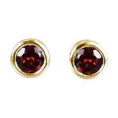 Pendientes de oro de 14 quilates con gema redonda de 5 mm Pendientes de piedra de nacimiento