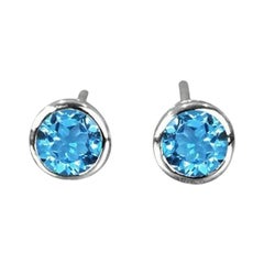 Pendientes de oro de 14 quilates con gema redonda de 4 mm Pendientes de piedra de nacimiento