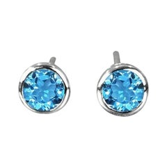 Boucles d'oreilles en or 14 carats avec pierres précieuses rondes de 4 mm