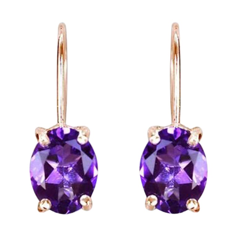 18K Gold Oval Shaped Gemstone 9x7 mm Earrings Dangle Earrings Gemstone Options