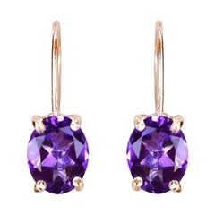 Boucles d'oreilles pendantes en or 18 carats avec pierres prcieuses de forme ovale de 9 x 7 mm