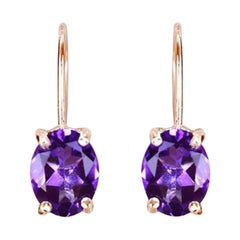 14K Gold Oval Shaped Gemstone 9x7 mm Earrings Dangle Earrings Gemstone Options