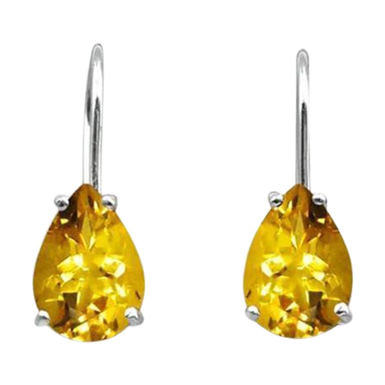 18K Gold 10x7 mm. Pear Gemstone Earrings Dangle Earrings For Sale