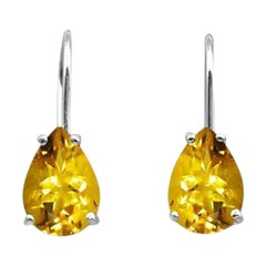 14K Gold 10x7 mm. Pear Gemstone Earrings Dangle Earrings
