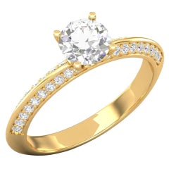 Bague solitaire / bague de fiançailles en or 14 carats avec moissanite et diamant pour elle