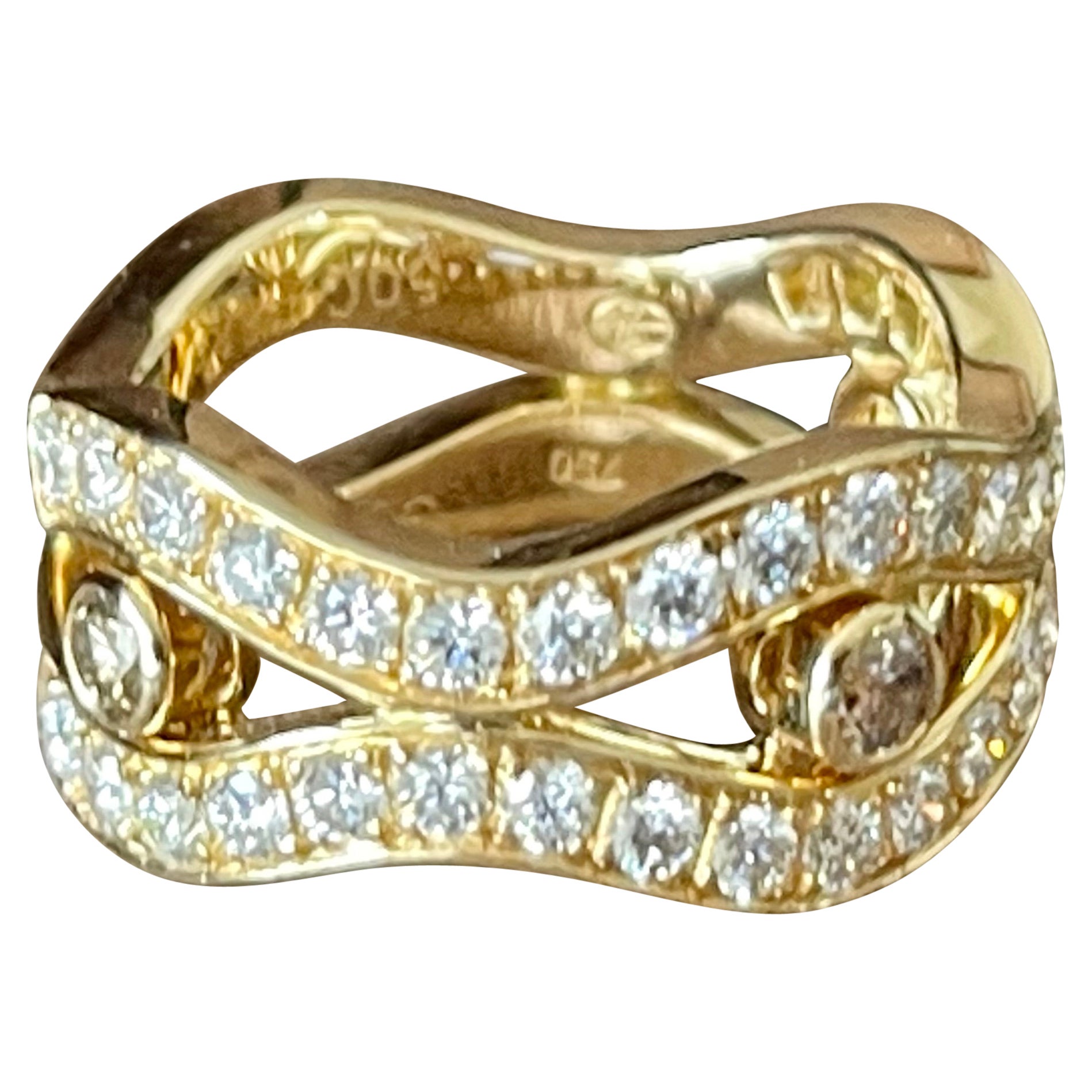 18 K Yellow Gold Band Ring Dimonds Gubelin Lucerne For Sale