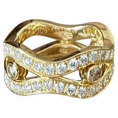 Bague à anneau en or jaune 18 carats avec diamants Gubelin Lucerne