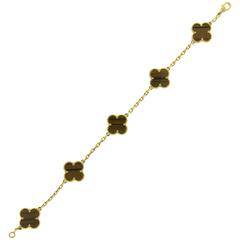 Van Cleef & Arpels Vintage Alhambra Tiger's Eye Gold Bracelet