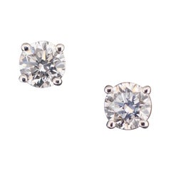 18 Karat White Gold 1.00 Carat Diamond Stud Earrings 1.0g