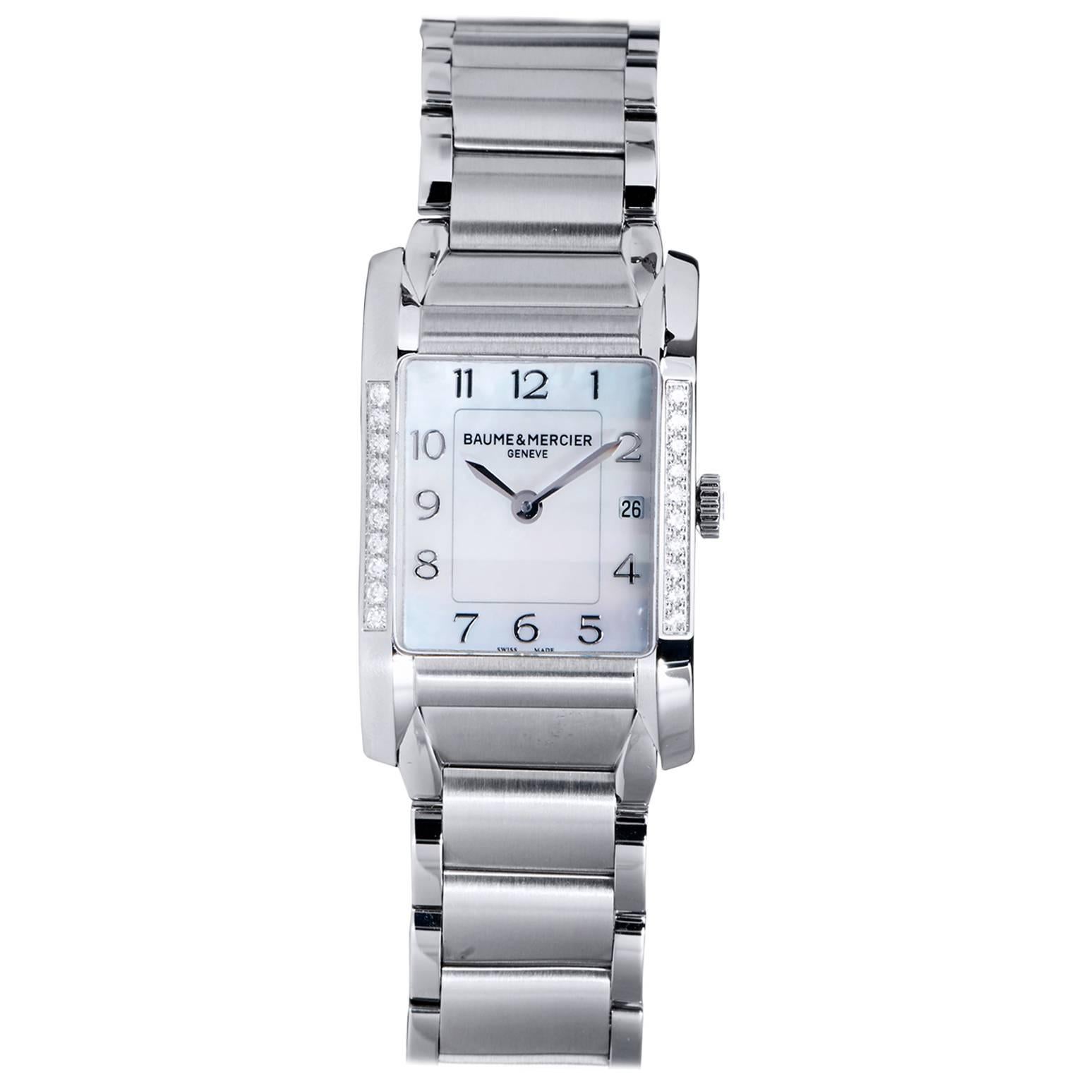 Baume & Mercier Stainless Steel Mother of Pearl Dial Hampton Quartz Wristwatch