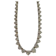 Brilliant and Magnificent Diamond Gold Graduated Tennis Necklace 