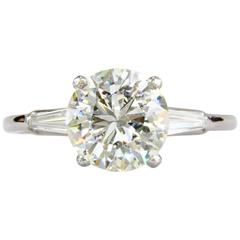 3.51 Carat GIA Cert Round Brilliant Cut Diamond Platinum Engagement Ring